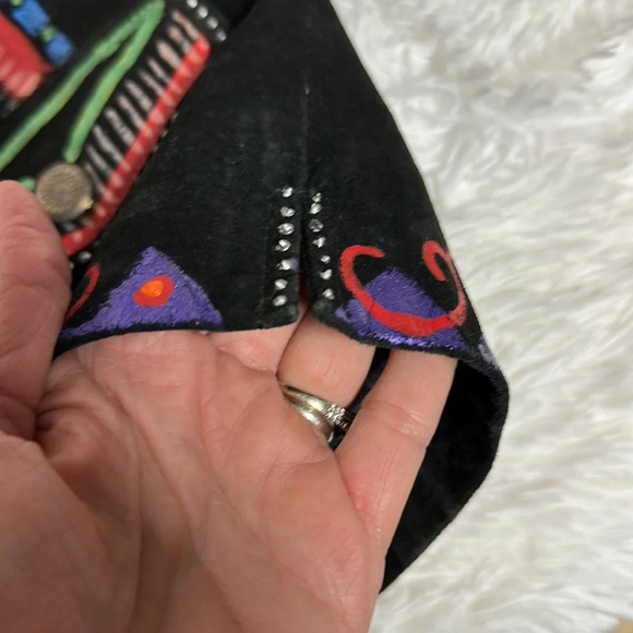Vintage Handpainted Leather Vest Sz S - Picture 10 of 10